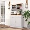 White-Natural MDF Rubber Wood Kitchen Cabinet with Tempered Glass